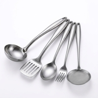 Ensemble d'ustensiles de cuisine en acier inoxydable 304, 6 pièces, kit d'outils de cuisson, spatule, louche, écumoire, cuillère à pâtes, cuillère ajourée