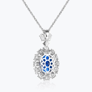 Collar Clásico de Zafiro Real con Colgante de Huevo de Paloma Sintético Estilo Princesa <span class=keywords><strong>Diana</strong></span>, Collares Finos de Plata de Ley S925 para Mujer - Product Image 4