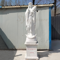 Vente en gros de haute qualité personnalisé catholique religieux grandeur nature extérieur pierre blanc marbre béni jardin vierge marie statue
