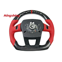 Volant personnalisé en fibre de carbone pour Lamborghini Urus, cuir rouge lisse, design sportif