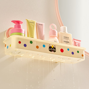Yimijia Bathroom Storage Rack Suction Mounted Rectangular 2 Tier With Polka Dot Design For Cosmetics And Skincare Products - Product Image 4