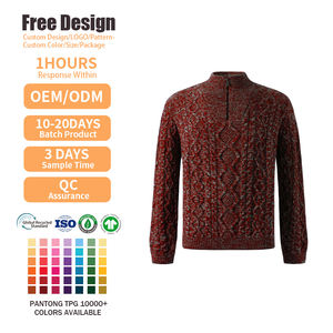 Pull en maille torsadée personnalisable pour homme, col zippé, manches longues, style décontracté - Product Image 5