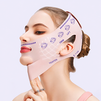 1 Masque facial liftant réutilisable en V avec sangle mentonnière – Ajustable couleur chair pour le sommeil, le sport, le yoga et le soutien de la mâchoire