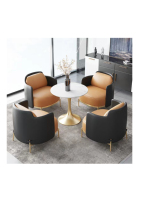 Fauteuil d'appoint moderne en tissu pied-de-poule avec structure en métal doré, chaise longue de luxe pour salon et hôtel
