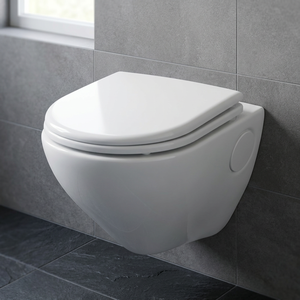 WC suspendu monobloc Vistaar à double chasse avec réservoir encastré, design moderne en céramique pour usage en salle de bain - Product Image 2