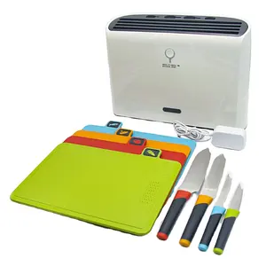 All-In-One Smart Electronic Kitchen Tool Set Color Coded Cutting Board Knives Dryer Holder Indoor Application Common Appearance