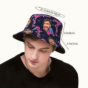 Chapeau Bob Personnalisable à Motif Dessin Animé, Design Photo Personnalisé Dessiné à la Main pour Hommes et Femmes, Idéal pour l'Été, la Plage, les Vacances, Cadeau Unique - Product Image 4