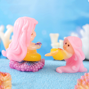 Miniatures de sirènes en résine mignonnes pour décorations de paysages marins en aquarium, petites breloques en forme de coquillages de sirènes, accessoires de bricolage - Product Image 6