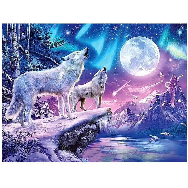 Custom 5d Diy Ab Boren Diamant Kunst Schilderij Kit Wolf Foto Handgemaakt Mozaïek Diamant Borduurwerk Kunst Home Decor