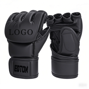 Sarung Tangan Tinju MMA Setengah Jari Berkualitas Tinggi, Ringan, Bernapas, dengan Penutup <span class=keywords><strong>Hook</strong></span> <span class=keywords><strong>Loop</strong></span> untuk UFC Muay Thai Seni Bela Diri - Product Image 3