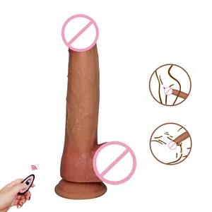 Dispositivo de masturbación femenina consolador Consolador artificial de silicona líquida de doble capa Juguete sexual femenino pene