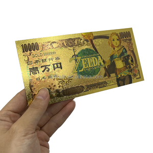 Envío Gratis, Billetes de 10000 Yenes del Anime Japonés <span class=keywords><strong>Zelda</strong></span>, Billete de Banco Chapado en Oro de 24k, en Stock - Product Image 5