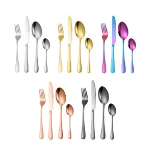 18 0 Flatware Sets Wholesale Stainless Steel High Quality Wholesale China Metal CLASSIC Party Favor Box Set Spoon Party Cutlery