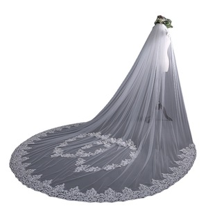 ชุดแต่งงานแฟชั่นสไตล์ใหม่ คุณภาพสูง ขายดี ผ้าคลุมยาว 3 เมตร กว้างพิเศษ พร้อมหวีเสียบผ้าคลุม - Product Image 4