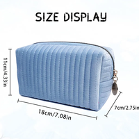 Nouvelle Trousse de Maquillage Portable Pliable à Grande Capacité, en Velours Rayé Matelassé, avec Fermeture Éclair et Poignée Souple, pour le Voyage Transfrontalier