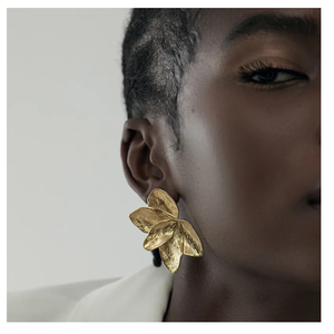 Leaf <b>Earrings</b> Over Size Jewelry 18K Gold Plating Flower <b>Fashion</b> Statement Waterproof Stud Wholesaler <b>Fashion</b> Stud <b>Earrings</b> - Product Image 3