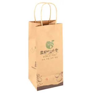 Factory low price custom paper bag brown kraft paper bag with flat handles