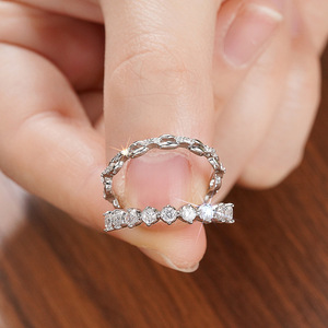 Set di Anelli con Zirconi, Gioielli Minimalisti da Donna, Accessori per Uso Quotidiano - Product Image 3