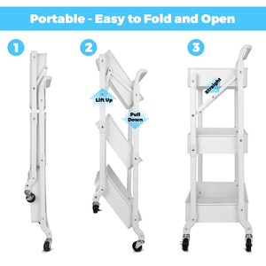 Trolley Folding Storage Shelves Movable Storage Shelves Organizer Multipurpose Foldable Metal Storage Rack for Kitchen Home - Product Image 3