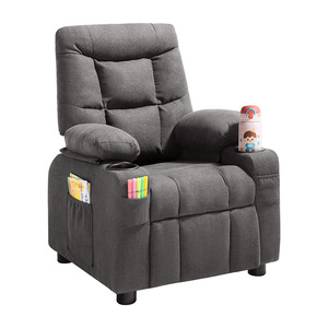 <span class=keywords><strong>Fauteuil</strong></span> inclinable noir pour enfants en cuir PU avec repose-pieds, rangement et accoudoirs réglables, canapé-lit pour tout-petits garçons et filles - Product Image 1