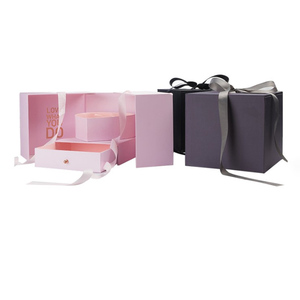 Caixa de Presente de Luxo em Duas Camadas com Coração de Flor Rosa, Embalagem Rígida com Laminação Brilhante/Mate, Reciclável, Personalizada, Caixas 'Eu Te Amo' - Product Image 6