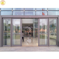 Système de porte vitrée d'entrée en aluminium minimaliste moderne pour la conception de façade de bâtiment commercial