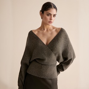 Suéter Cruzado <span class=keywords><strong>de</strong></span> Punto Acanalado con Detalle <span class=keywords><strong>de</strong></span> Cintura Ajustada <span class=keywords><strong>para</strong></span> Mujer, Fabricante <span class=keywords><strong>de</strong></span> Prendas <span class=keywords><strong>de</strong></span> Punto Personalizadas - Product Image 2