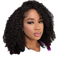 Perruque mi-tête en cheveux humains bouclés crépus, densité 180%, sans colle, sans dentelle, avec cordon de serrage, perruque bandeau sans couture à clipser, vente en gros