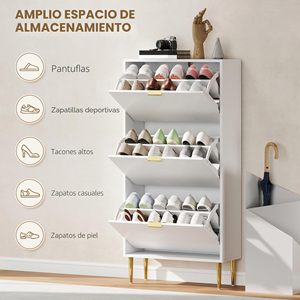 SENYU Meuble à chaussures autoportant moderne avec 2 tiroirs, rangement gain de place pour entrée, mobilier de maison, design minimaliste, bois blanc - Product Image 3
