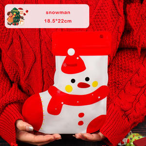 Sacs refermables en forme de chaussette de Noël personnalisés, sacs en plastique réutilisables pour emballer des biscuits, des bonbons, des friandises, des cadeaux alimentaires - Product Image 4