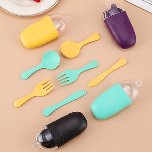 Juego de Cubiertos Portátil de Tres Piezas, de Plástico, para Acampar al Aire Libre, para Niños, Estudiantes y Adultos, Desechables - Product Image 2