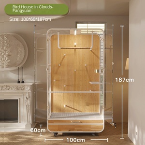 Moine Soleil Perroquet Grand Espace Amovible Cage à Oiseaux en Bois Massif en Fer Machine à Cendre Panoramique Cage à Chat en Acier et Plastique pour Chats Chiens - Product Image 6