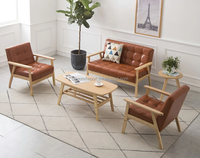 Canapé Chesterfield trois places en bois naturel, design moderne, avec rangement, en PU, pour salon d'angle – Fournisseur direct usine