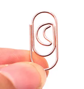50pcs Mini Moon Shape Paper Clips Bookmark Clips For Office School Home Use
