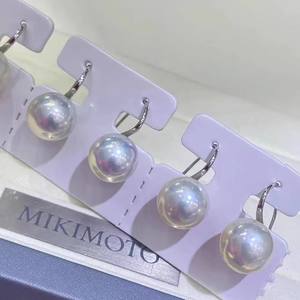 Boucles d'oreilles en argent S925 pour femmes 2140DIY avec perles rondes de 9 à 12 mm, talons hauts et crochet d'oreille vide, accessoires de bricolage - Product Image 2