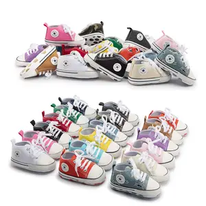 Wholesale shoes babygirl newborn-Designer wholesale 23 Colors ODM/OEM Canvas shoes first Walker boy and girl crib Baby shoes