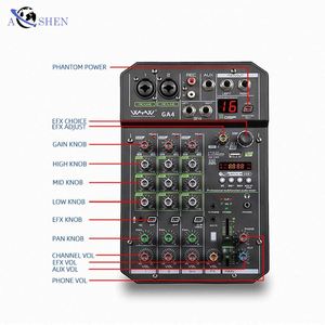 Interface audio PC Aoshen professionnelle avec 16 effets DSP, 4 canaux, mixeur avec connexion sans fil, enregistrement - Product Image 3