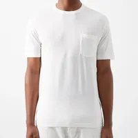 Grosir Logo Desain Kustom Polos Putih Kasual Kebesaran 100% Katun Kualitas Tinggi Kebugaran Saku Drop Bahu T-shirt untuk Pria