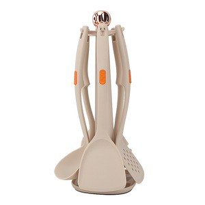 Juego de Utensilios de Cocina de Silicona Premium, Decoración en Oro Rosa, con Soporte Giratorio para Colgar - Product Image 1