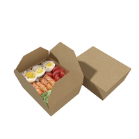 Caja de Almuerzo de Papel Kraft Marrón de Grado Alimenticio para Llevar Comida, con Impresión de Logotipo Personalizado