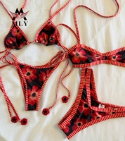 Traje de Baño de Tela Arrugada con Logotipo Personalizado MLY, Nuevo Diseño Africano, Micro Bikini Extremo para Mujer, Sexy, con Efecto Push-Up, Conjunto de 2 Piezas