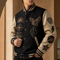 Blouson universitaire vintage personnalisé OEM pour homme, en laine épaisse avec manches en cuir et broderie chenille, style streetwear, blouson bomber de baseball