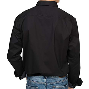 Les hommes faits sur commande 100% coton manches longues coupe droite robe chemise - Product Image 2