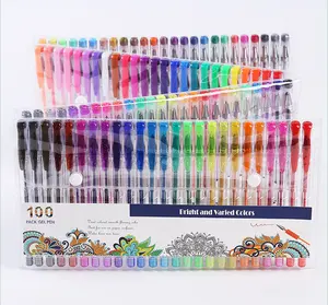 Hot sale wholesale 100 colors gel pen plus 100 refills pastel neon glitter drawing color pen