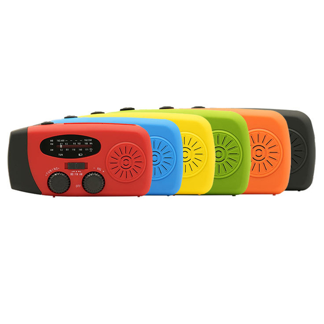 Hand Crank Radio Self Powered Solar Emergency Survival Radios with LED Flashlight Power Bank Smart Phone USB Charger