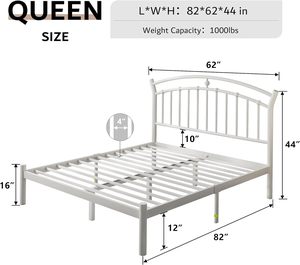 Simple Beauty Arch Dormitorio en forma <span class=keywords><strong>de</strong></span> <span class=keywords><strong>puente</strong></span> Plataforma blanca Marco <span class=keywords><strong>de</strong></span> cama <span class=keywords><strong>de</strong></span> hierro Cama <span class=keywords><strong>de</strong></span> almacenamiento <span class=keywords><strong>de</strong></span> metal <span class=keywords><strong>de</strong></span> tamaño Queen con cabecero - Product Image 2
