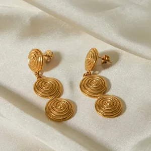 Boucles d'oreilles pendantes EManco en acier inoxydable plaqué or 18 carats, design spirale, pour le bureau, la <span class=keywords><strong>carrière</strong></span>, les femmes, le quotidien, les fêtes - Product Image 5