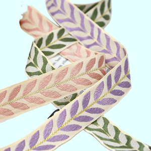 2.5厘米简约花卉提花100%涤纶面料装饰带高韧性家居装饰窗饰服装配饰 - Product Image 4