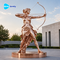 Grande statue de Diane Armente en acier inoxydable avec miroir bleu, déesse archer, sculpture de jardin extérieur, décoration paysagère en métal