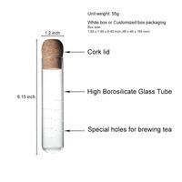 Nouvel infuseur à thé portable réutilisable en verre borosilicate, résistant à la chaleur, en forme de tube transparent, filtre à thé pour thés en vrac